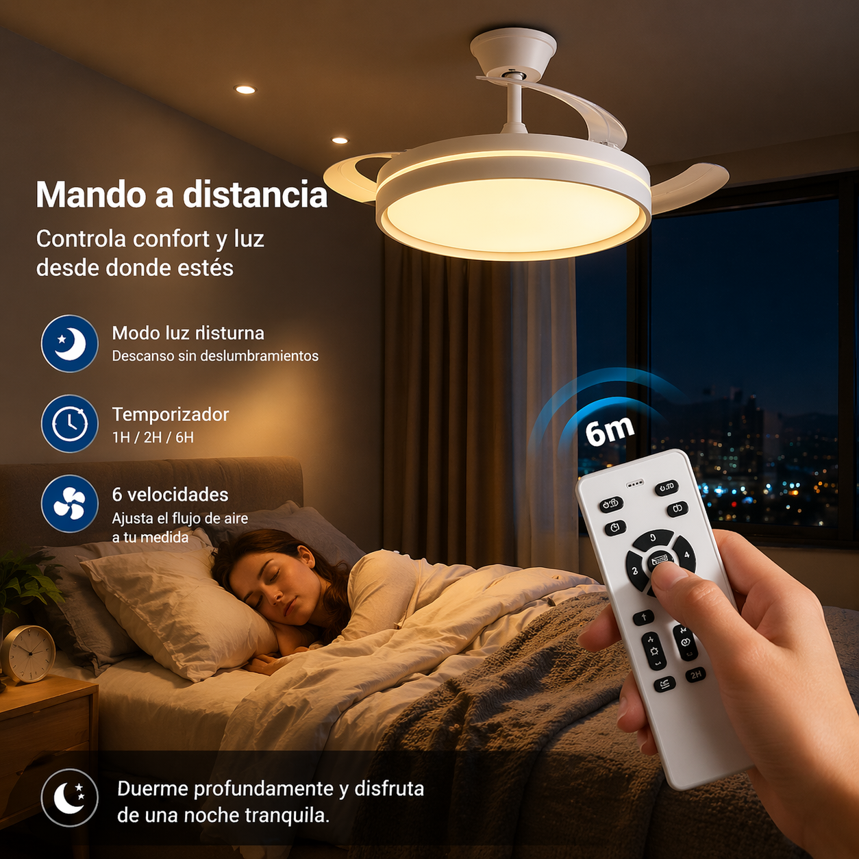 BrisaLuz™ – Ventilador de Techo con Luz LED Ultra Silencioso y Control Remoto